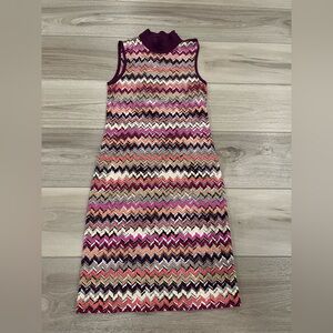 Missoni Orange Label Sleeveless Multicolor Knit Mock Dress Women Sz 42 US 6 M